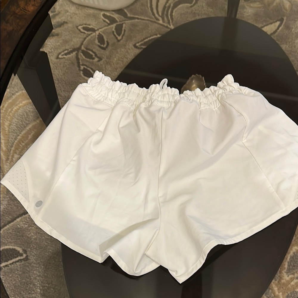 Women's White Elastic Waist Shorts - Picture 2 of 2